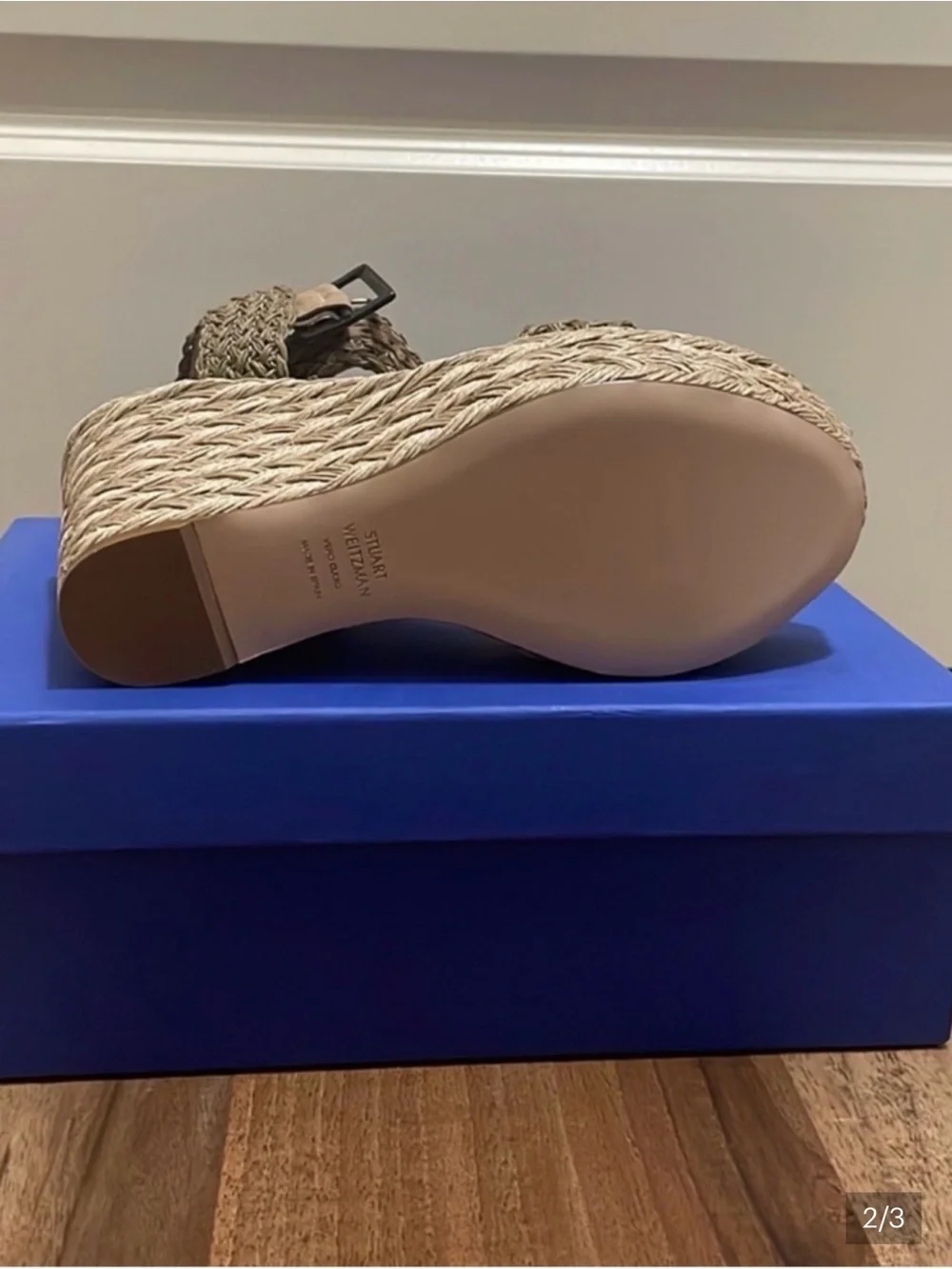 NWT Stuart Weitzman Alex/Alexis Swamp Crochet Espadrille Wedge Sandal Size 7.
